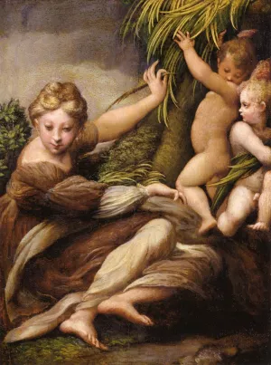 Virgin and Child with an Angel by Girolamo Francesco Maria Mazzola (Parmigianino) - Oil Painting Reproduction