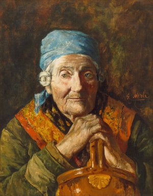 An old woman by Girolamo Nerli Oil Painting