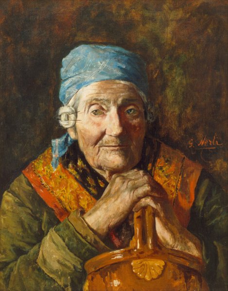 Main Product Photo of An old woman  Painting by Girolamo Nerli