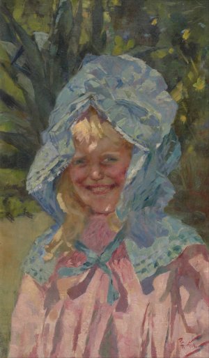 Girl in sunbonnet by Girolamo Nerli Oil Painting