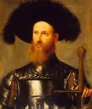 Portrait of a Man in Armor by Girolamo Romanino Oil Painting