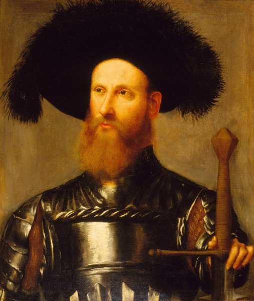 Portrait of a Man in Armor  by Girolamo Romanino - Hand-Painted Oil Painting Reproduction