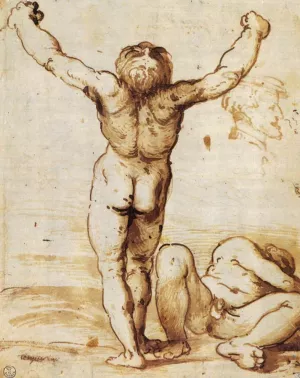 Two Nude Men by Girolamo Romanino Oil Painting