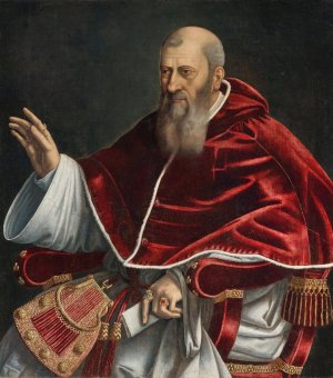 Portrait of Pope Julius III by Girolamo Siciolante Da Sermoneta Oil Painting