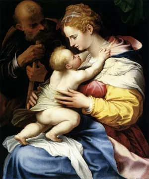 The Holy Family by Girolamo Siciolante Da Sermoneta Oil Painting