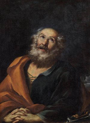 Saint Peter Penitent by Girolamo Troppa Oil Painting