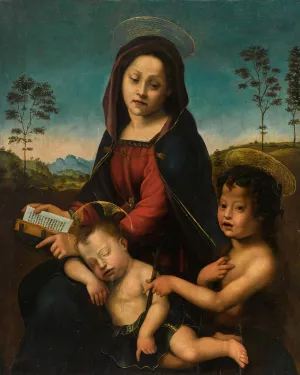 Madonna And Child With Saint John The Baptist by Giuliano Bugiardini Oil Painting