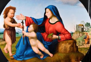 Madonna and Child with the Young St John the Baptist by Giuliano Bugiardini Oil Painting