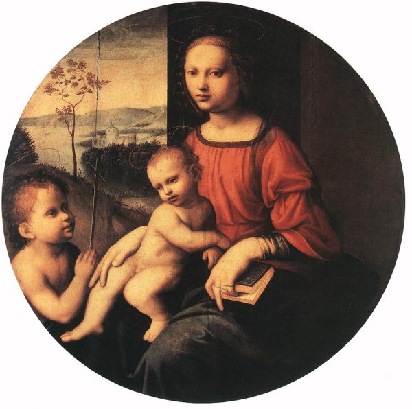 Main Product Photo of Virgin and Child with the Infant St John the Baptist Painting by Giuliano Bugiardini