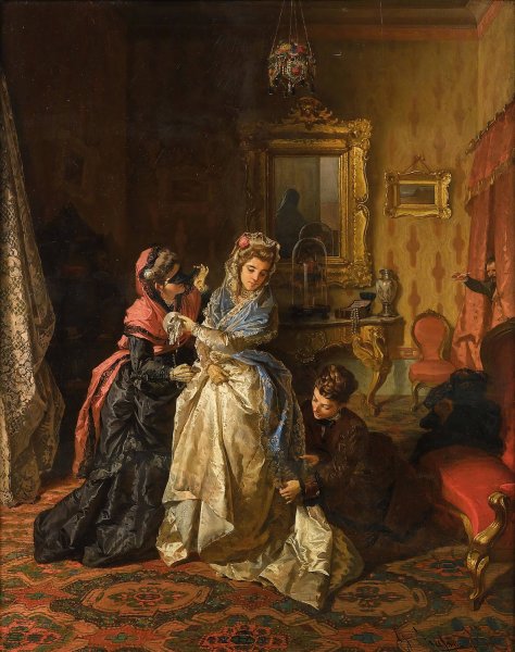 Die Ballvorbereitungen by Giuliano Zasso - Hand-Painted Oil Painting Reproduction