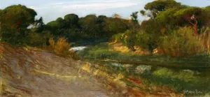 An Outlet of the Fosano Canal by Giulio Aristide Sartorio Oil Painting