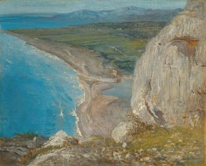 The coast of Lebanon by Giulio Aristide Sartorio Oil Painting