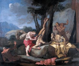 Apollo and Marsyas by Giulio Carpioni Oil Painting