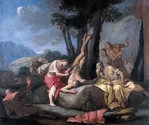 Apollo and Marsyas Oil painting by Giulio Carpioni