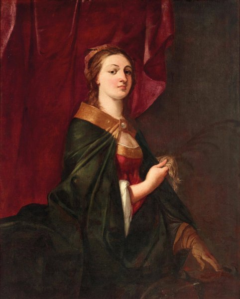 Main Product Photo of Portrait Of A Lady With A Glove Painting by Giulio Carpioni