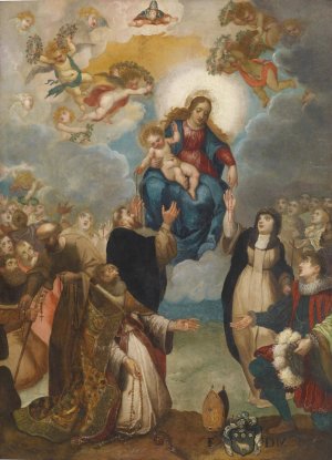 Handover Of The Rosary by Giulio Cesare Angeli Oil Painting