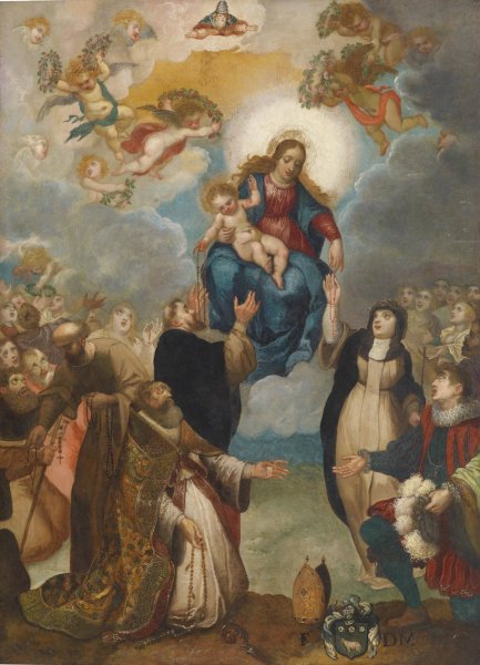Handover Of The Rosary by Giulio Cesare Angeli - Hand-Painted Oil Painting Reproduction