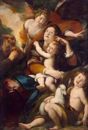 Holy Family with John the Baptist and an Angel by Giulio Cesare Procaccini - Oil Painting Reproduction