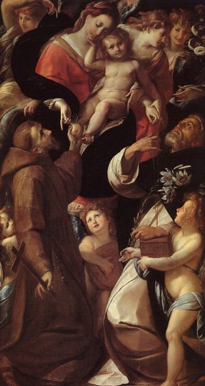 Madonna and Child with Sts Francis and Dominic and Angels