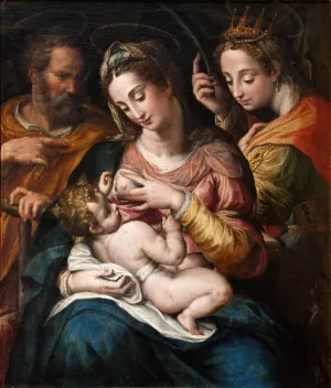 The Holy Family with St Catherine by Giulio Cesare Procaccini Oil Painting