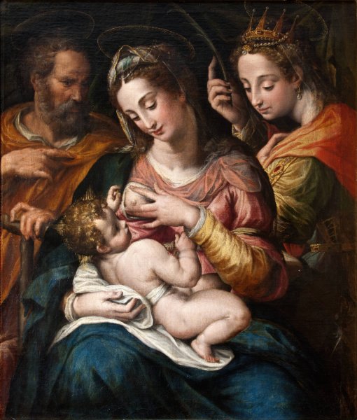 The Holy Family with St Catherine by Giulio Cesare Procaccini - Hand-Painted Oil Painting Reproduction