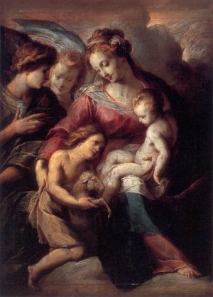 The Virgin and Child with the Infant St John the Baptist and Attendant Angels by Giulio Cesare Procaccini Oil Painting