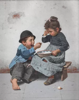 A Bowl With Porridge by Giulio Del Torre Oil Painting