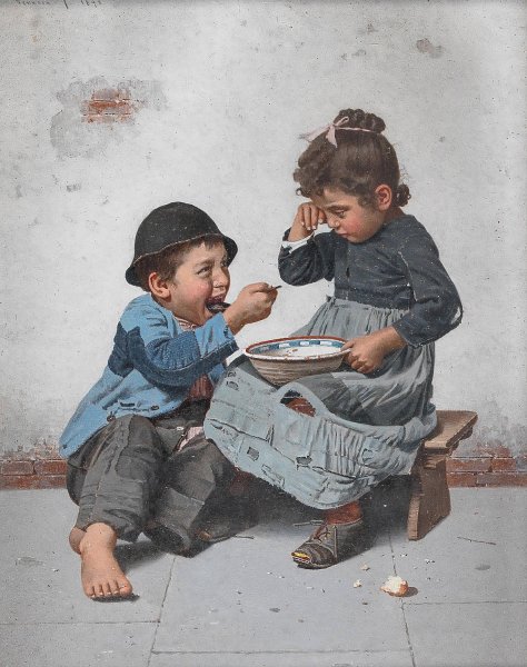 A Bowl With Porridge  by Giulio Del Torre - Hand-Painted Oil Painting Reproduction