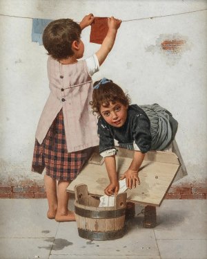 Die Kleine Wascherin (The Little Washerwoman) by Giulio Del Torre Oil Painting