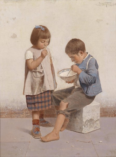 Seifenblasen  by Giulio Del Torre - Hand-Painted Oil Painting Reproduction