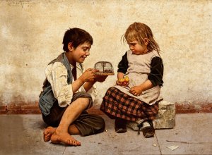 The New Pet by Giulio Del Torre Oil Painting