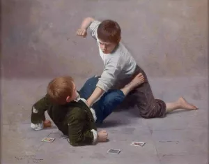 Zwei raufende Buben by Giulio Del Torre Oil Painting
