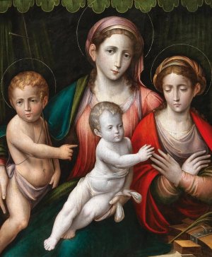 The Madonna and Child with the Infant Saint John the Baptist and Saint Catherine of Alexandria by Giulio Francia Oil Painting