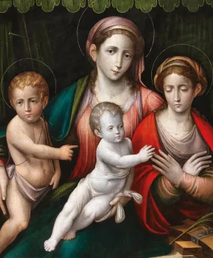 The Madonna and Child with the Infant Saint John the Baptist and Saint Catherine of Alexandria by Giulio Francia Oil Painting