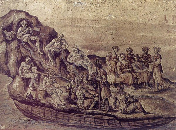 Scenery with River Allegories by Giulio Parigi - Hand-Painted Oil Painting Reproduction