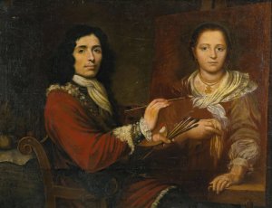 Self Portrait Of The Artist Painting His Wife by Giulio Quaglio I Oil Painting