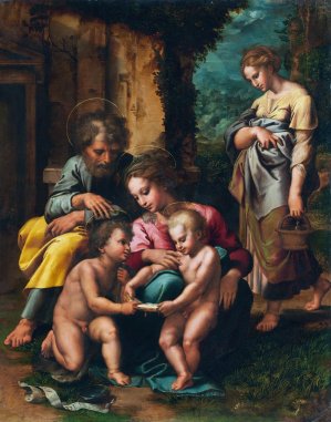 The Holy Family by Giulio Romano Oil Painting