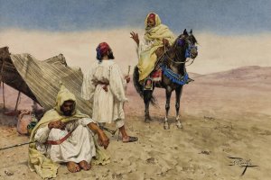 Desert Nomads by Giulio Rosati Oil Painting