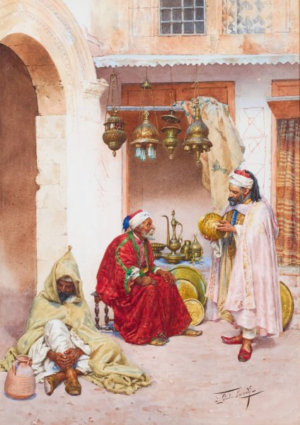 Main Product Photo of In The Souk Painting by Giulio Rosati