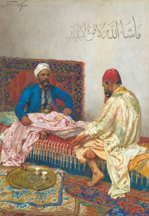The Backgammon Players by Giulio Rosati Oil Painting