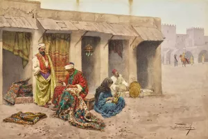 The Carpet Mender by Giulio Rosati Oil Painting