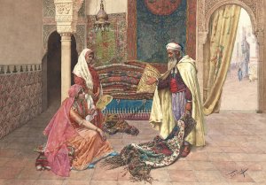 The Carpet Merchant by Giulio Rosati Oil Painting