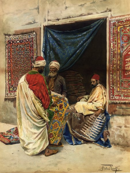 Main Product Photo of The Carpet Merchant Painting by Giulio Rosati