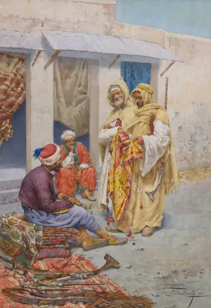 The Carpet Seller by Giulio Rosati Oil Painting