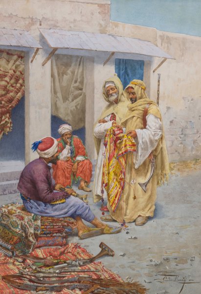The Carpet Seller by Giulio Rosati - Hand-Painted Oil Painting Reproduction