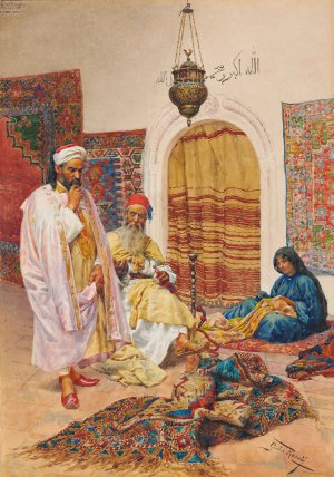 The Carpet Seller by Giulio Rosati Oil Painting