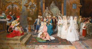 The wedding by Giulio Rosati Oil Painting