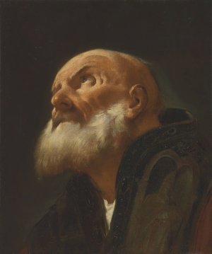 Head of a Male Saint by Giuseppe Angeli Oil Painting