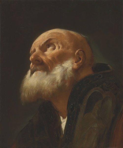 Head of a Male Saint by Giuseppe Angeli - Hand-Painted Oil Painting Reproduction