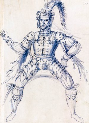 Costume Drawing for a Knight on Horseback Oil painting by Giuseppe Arcimboldo